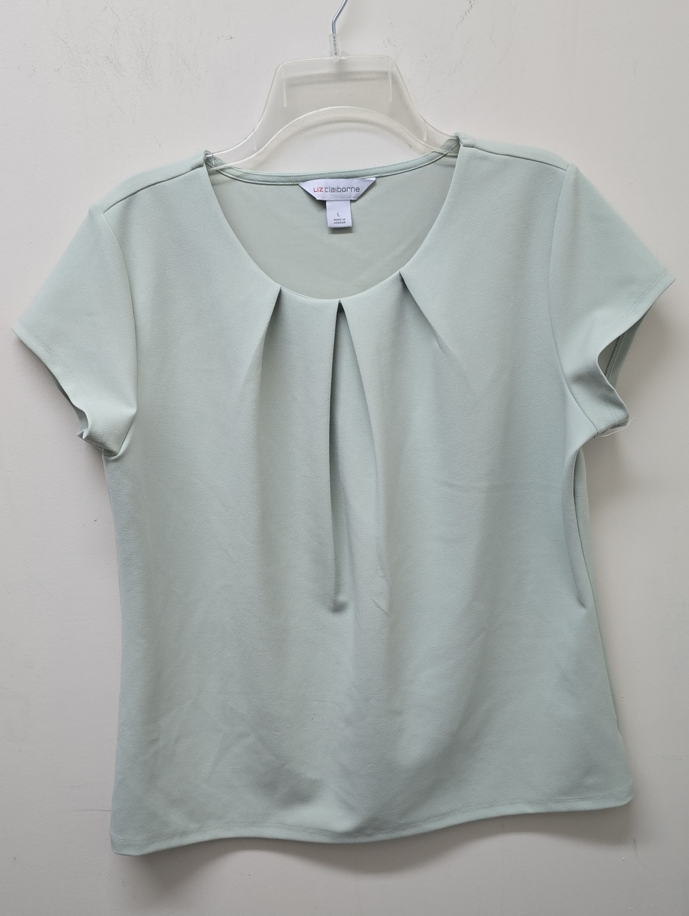Liz Claiborne Lt. Mint Green Pleated Women's Top - Size L